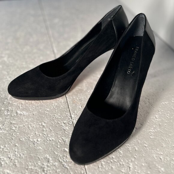 Franco Sarto SZ10 Black Suede Leather Heels Office Dressy Old Money Formal - Picture 4 of 10